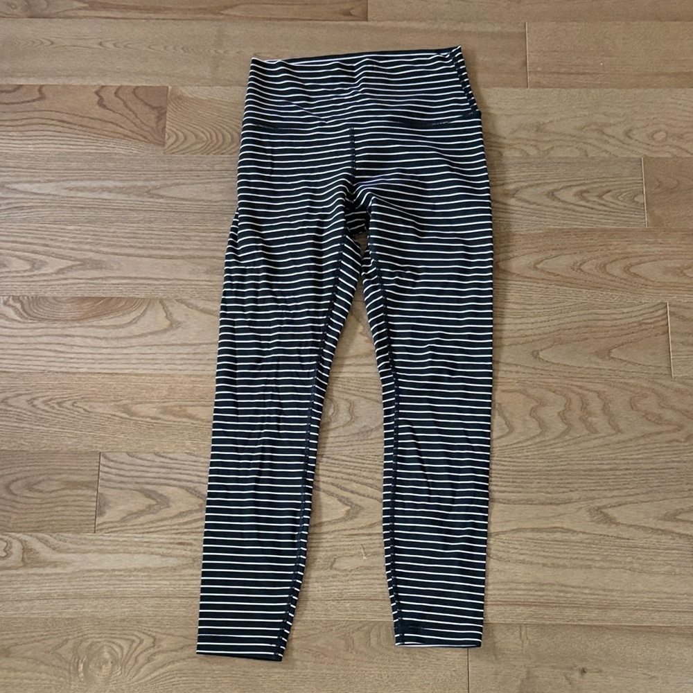 Lululemon Athletica Black and White Striped Leggings